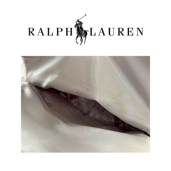 Ralph Lauren Chevron Pattern Light Pink and Gray‎ Satin Lined Cosmetic Bag - Picture 3 of 3